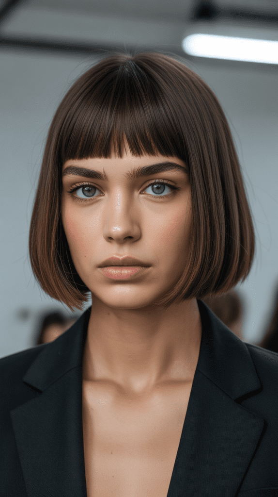 Blunt French Bob With Geometric Curtain Bangs