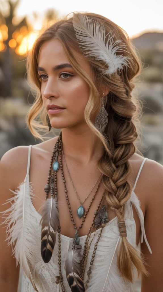 Feather Braid Side Updo