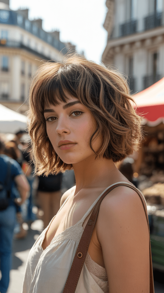Shaggy French Bob with Feathered Bangs