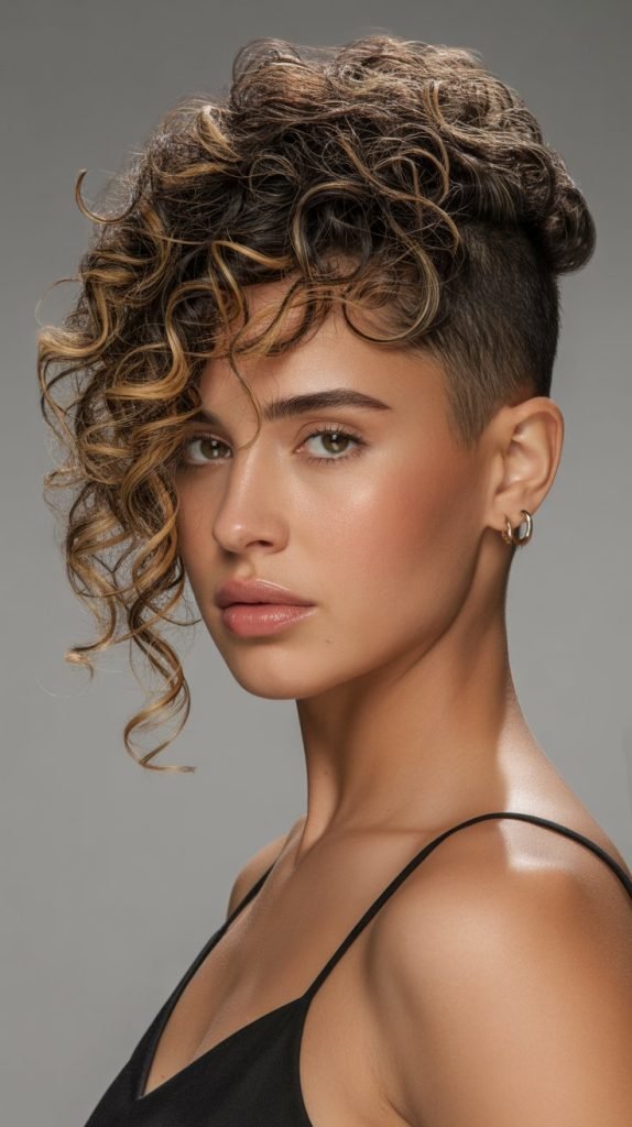 Curly Mohawk with Side-Swept Elements