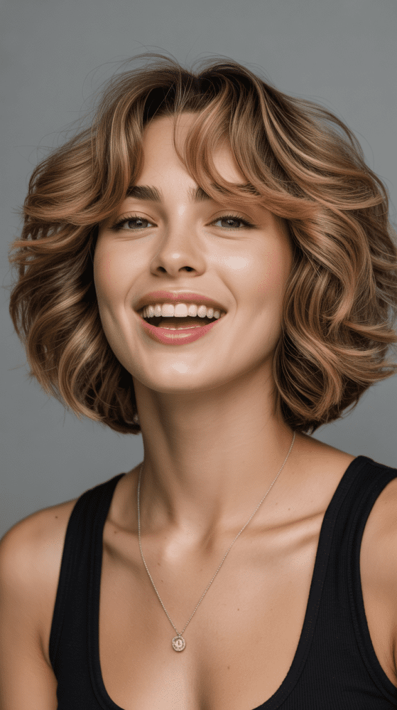 Bouncy French Bob With Voluminous Curtain Bangs