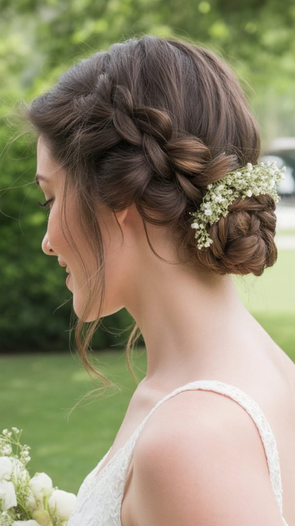 2. Textured Side Braid Updo