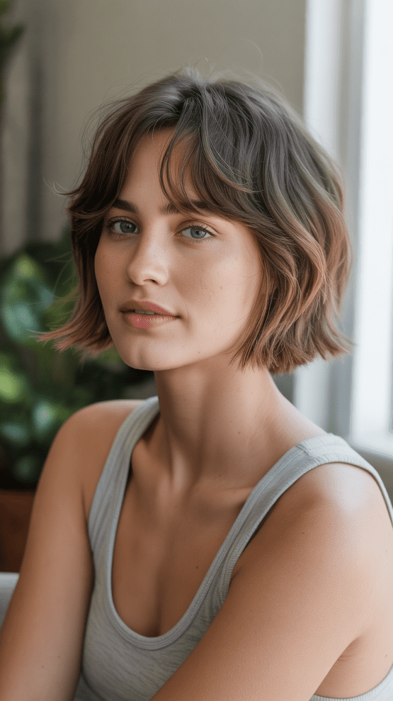  Angled Bob with Textured Fringe