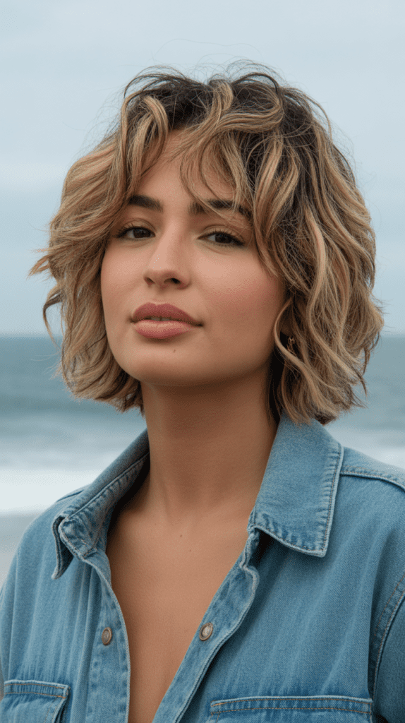  Tousled Jaw-Length Bob with Piecey Bangs