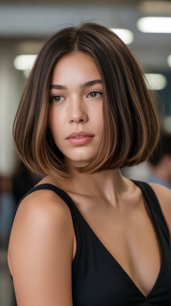 11. Above-Shoulder Blunt Bob with Bulk Management