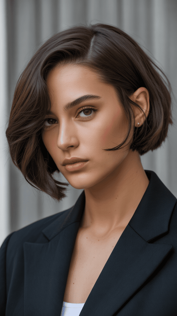Blunt French Bob with Deep Side Part