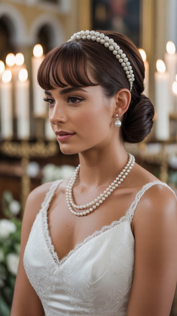 Textured Updo with Layered Fringe