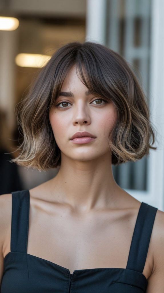 1. Classic Shaggy French Bob with Soft Curtain Bangs