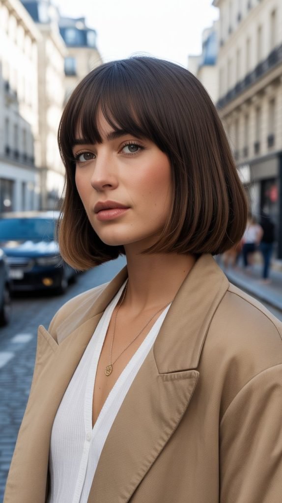Classic Straight French Bob with Blunt Bangs