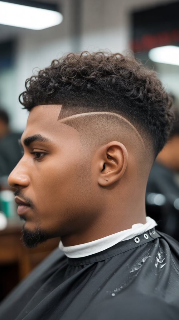11. Razor Fade with Curly Undercut