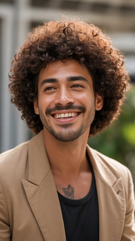 5. Curly Afro with Taper