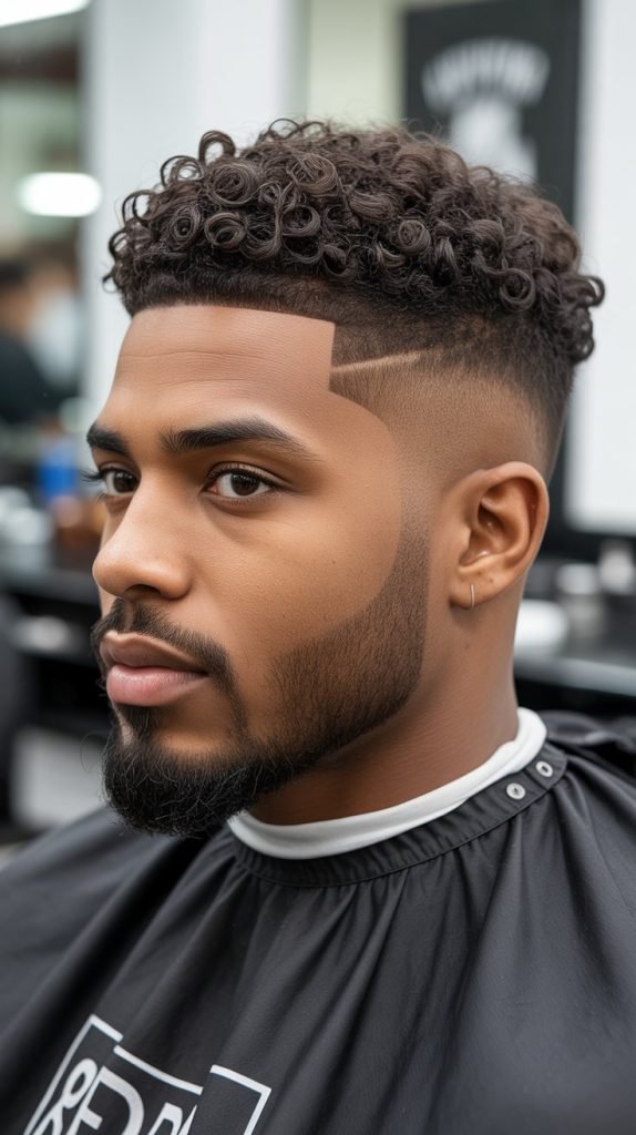 23. Curly Bald Fade