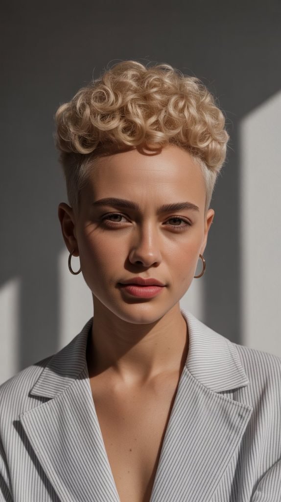 Curly Buzz Cut with Natural Texture