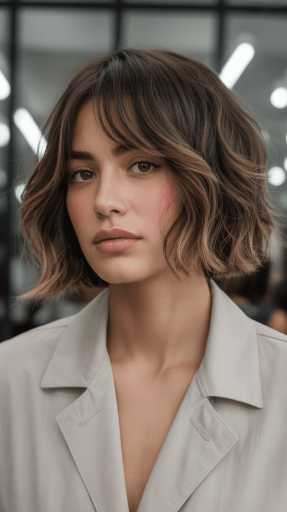 Modern Shag Bob with Curtain Bangs