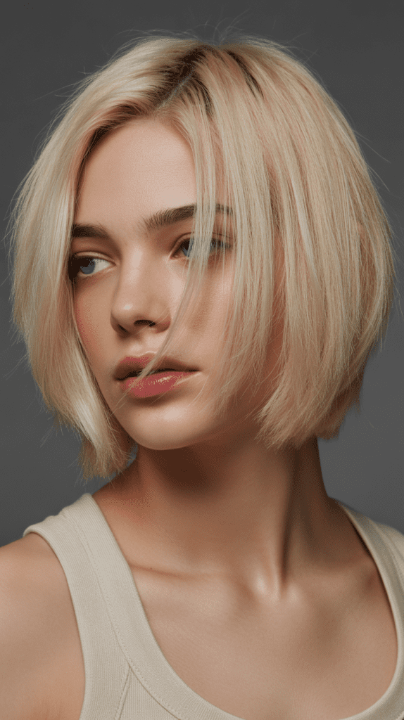 Angular Blonde Bob with Geometric Precision