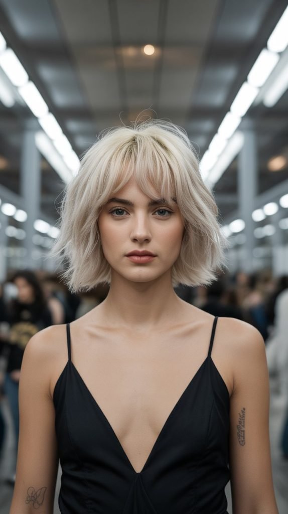 Modern French Bob with Disconnected Bangs
