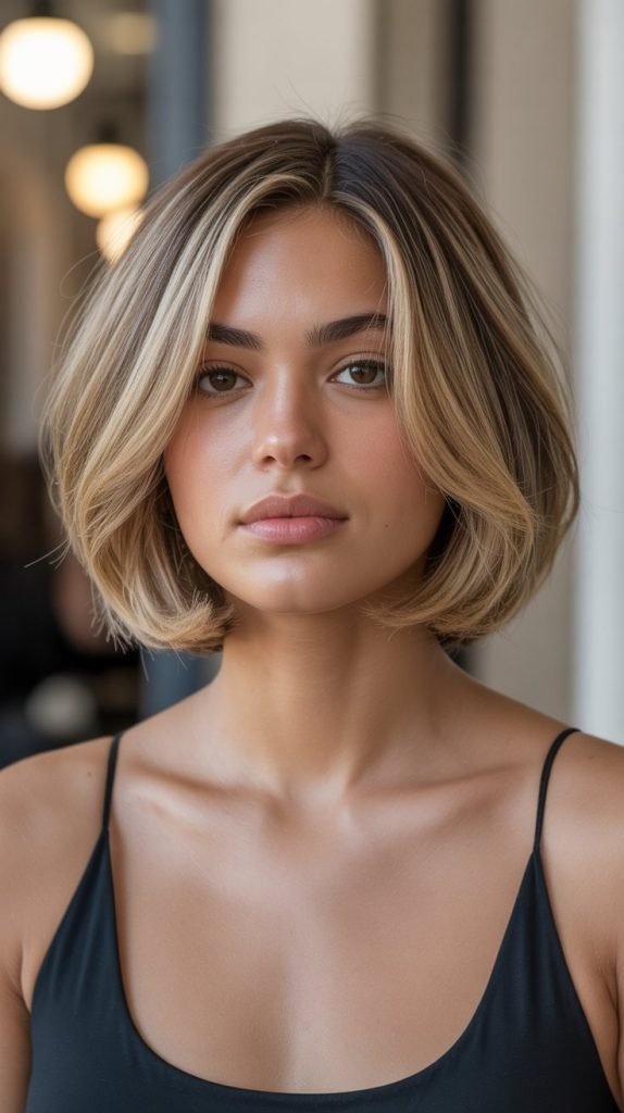 Layered French Bob for Round Faces