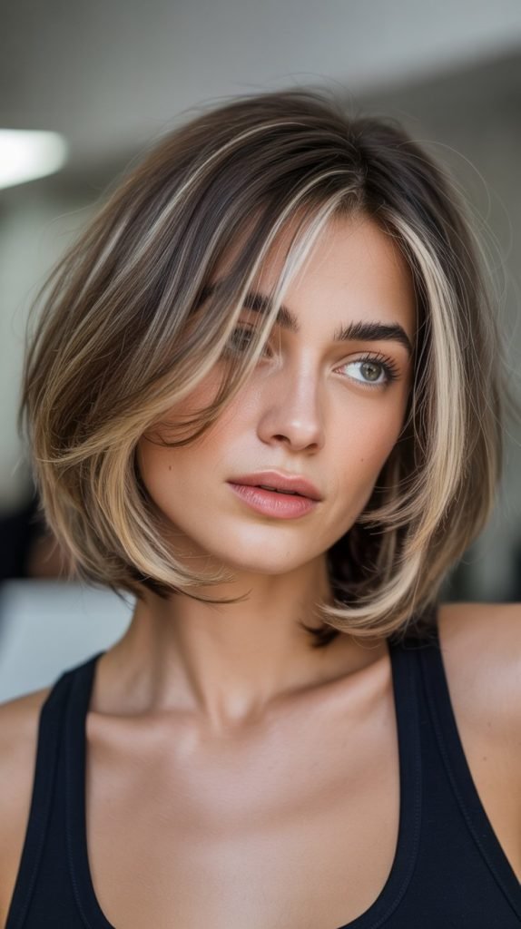 Layered French Bob with Face-Framing Highlights