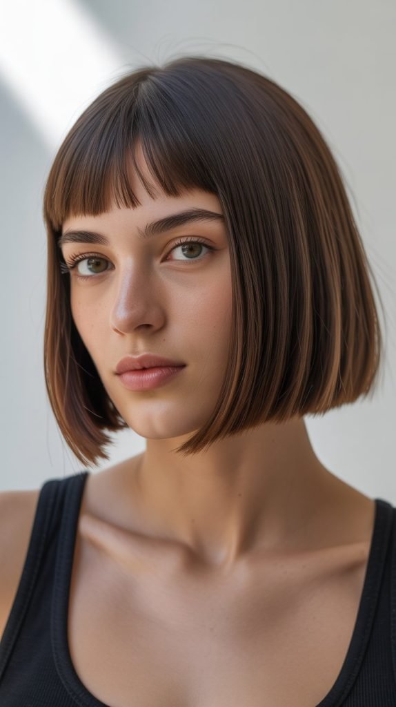 Classic Straight Micro Bob with Blunt Fringe