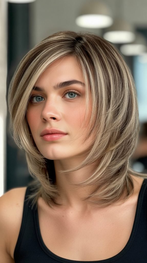 Layered French Bob with Highlights