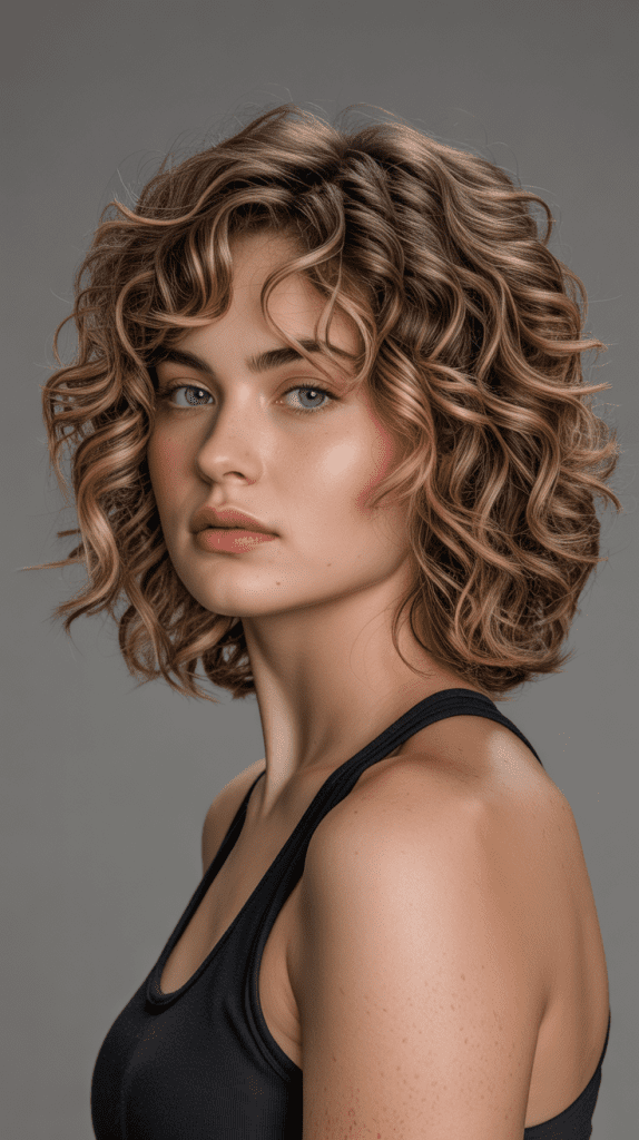 Curly Bob with Subtle Highlights