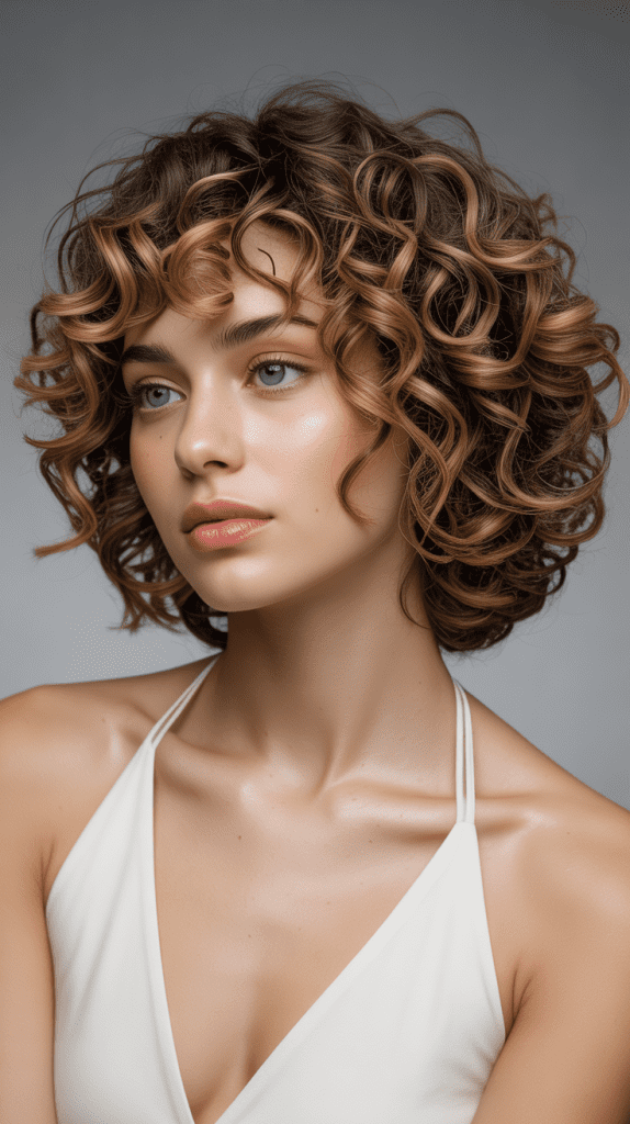  Defined Curly Bob with Curl-Enhancing Techniques