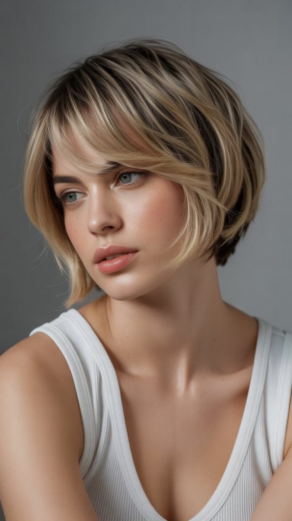 Graduated Bob with Side-Swept Fringe