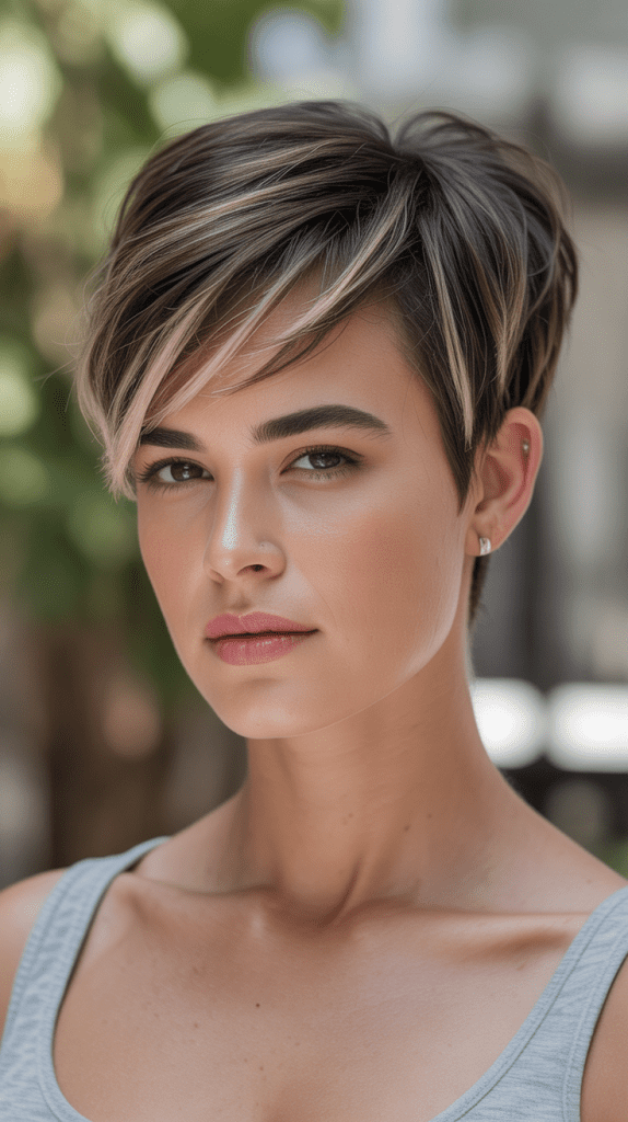 Pixie Cut with Face-Framing Highlights