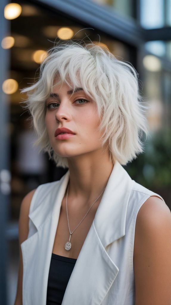  Platinum Shaggy French Bob