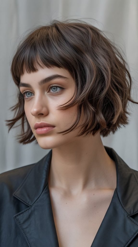Razor-Cut Micro Bob with Sharp Fringe