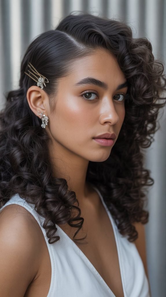  Pinned Back Curls with Side Part