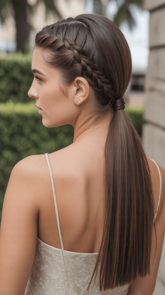 Low Ponytail with Side Braid