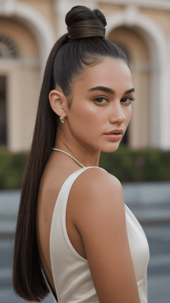 Sleek High Ponytail with Wrap