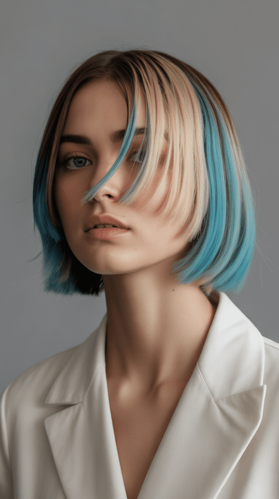 French Bob with Color-Blocked Sections