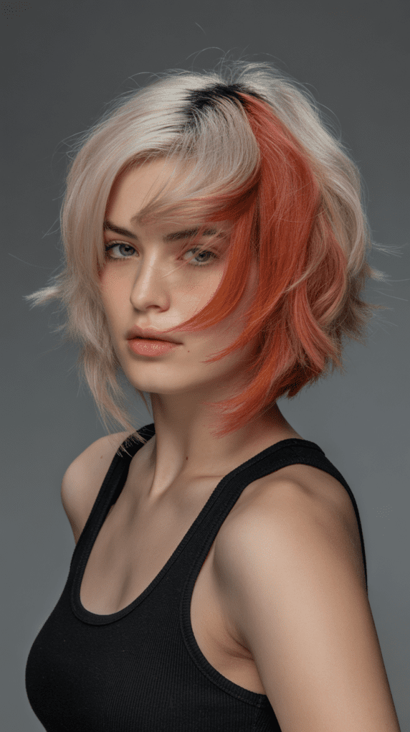  Layered French Bob with Color Blocking