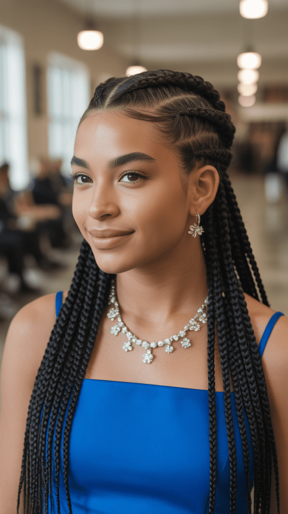 Half-Up Cornrow Crown