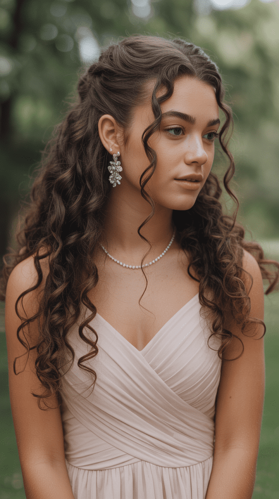  Cascading Curly Half-Up Style