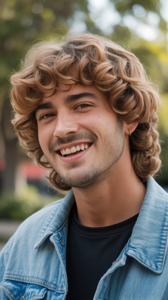 Curly Mullet with Bangs