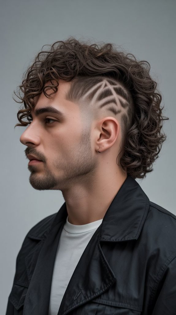 Curly Mullet with Design