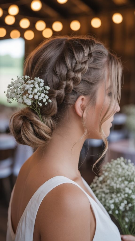 9. Braided Low Side Bun