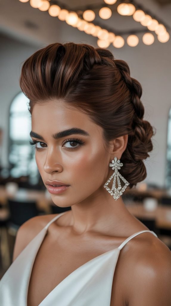 Reverse French Braid High Updo