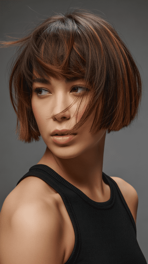 Inverted French Bob with Swooping Fringe
