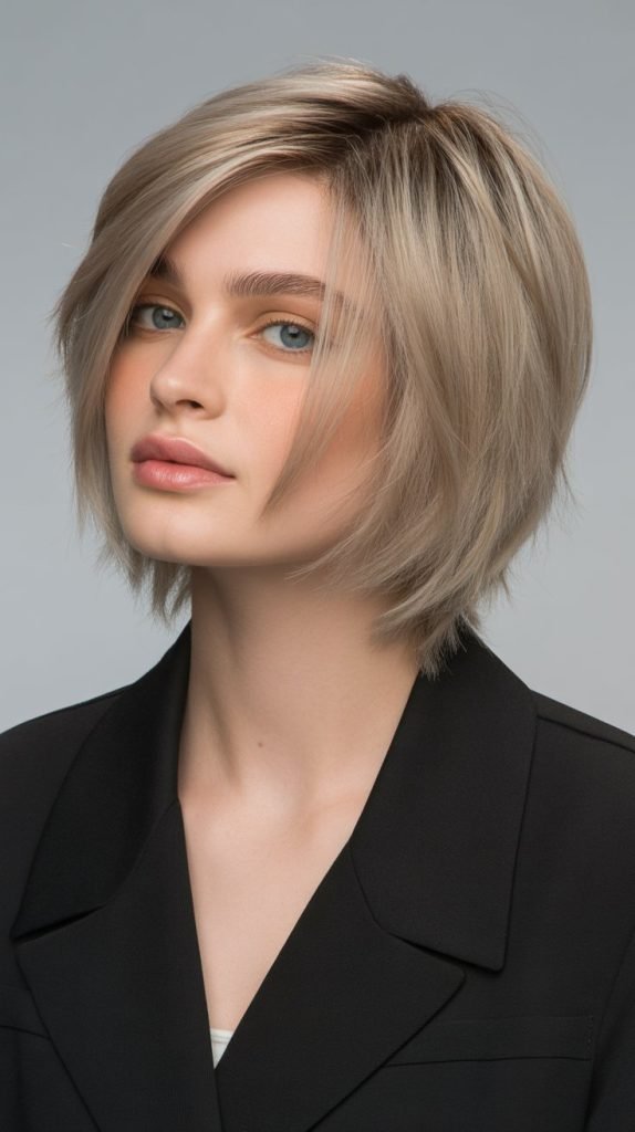  Ear-Length Bob with Pieced Ends