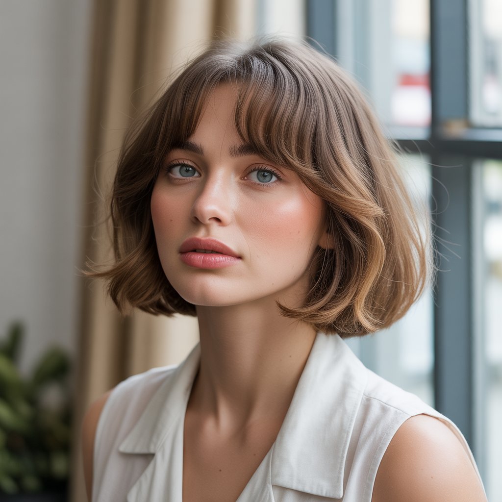 French Bob with Curtain Bangs