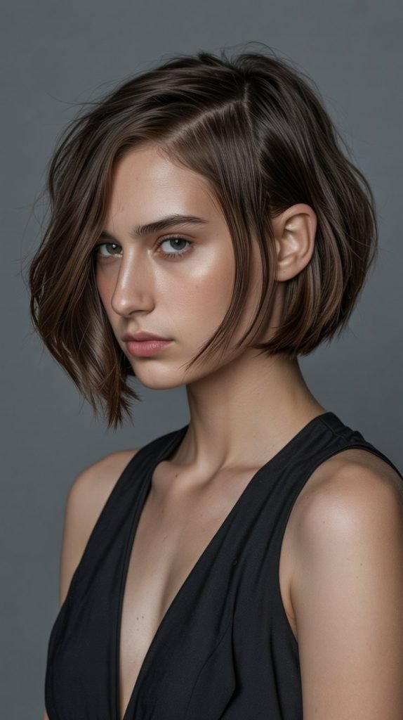 Asymmetrical Undercut Bob with Sharp Lines