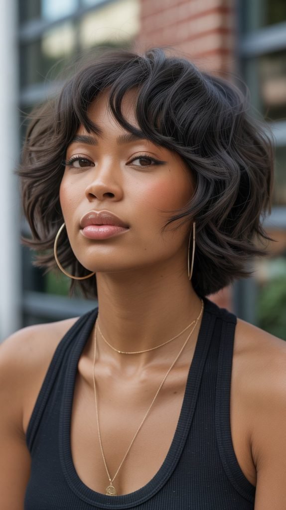 Textured Shag Bob with Bangs