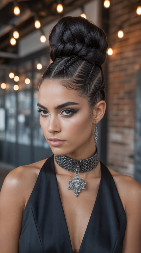  Zipper Braid High Twisted Bun