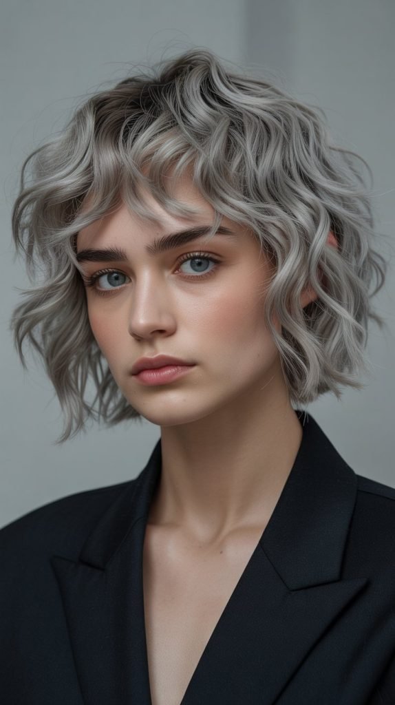 . Wavy Bob with Textured Micro Bangs