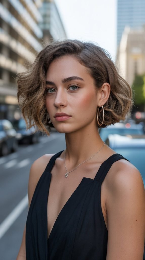 Edgy French Bob with Waves