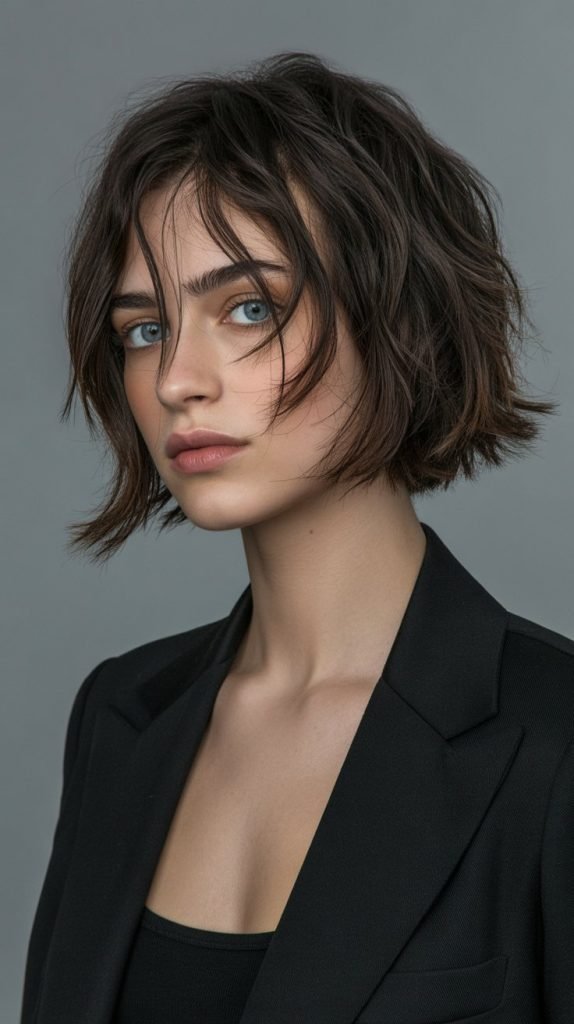 Shattered Bob with Irregular Curtain Bangs